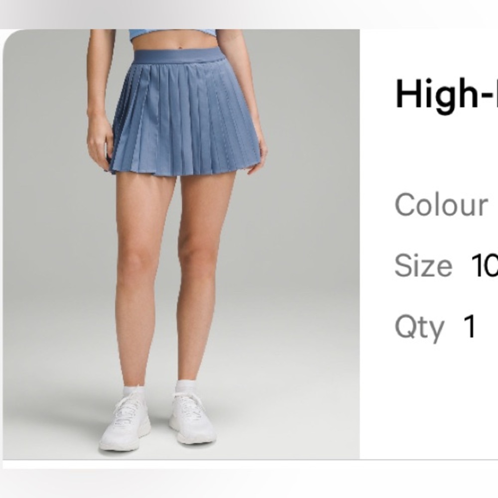 LULULEMON High Rise Blue Pleated Tennis Skirt